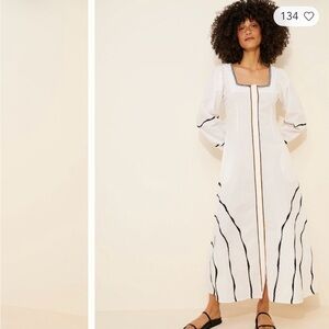 Made in Studio Paisano White Maxi Dress with Black Accents